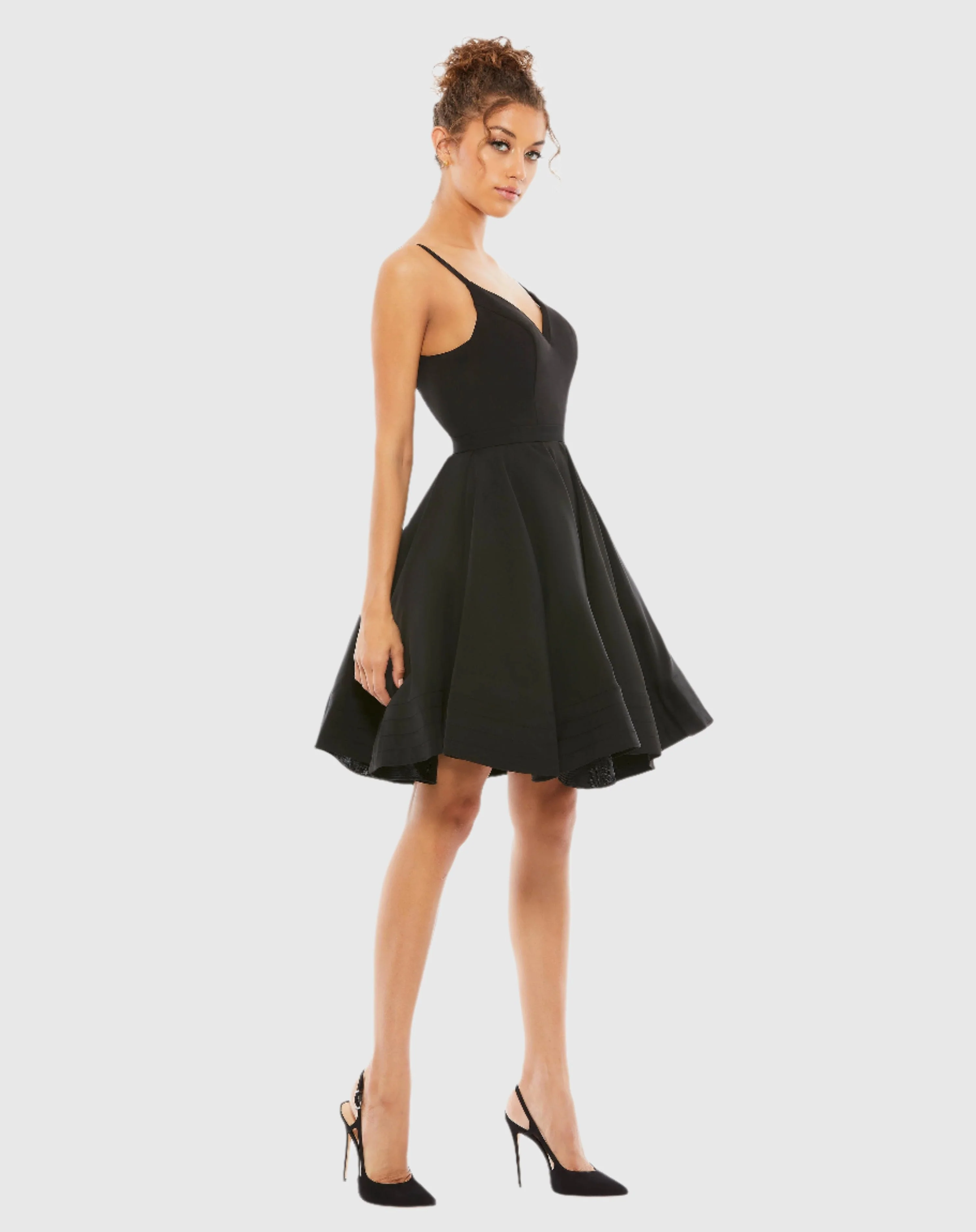 Black Low Back A-Line Party Dress - Image 3