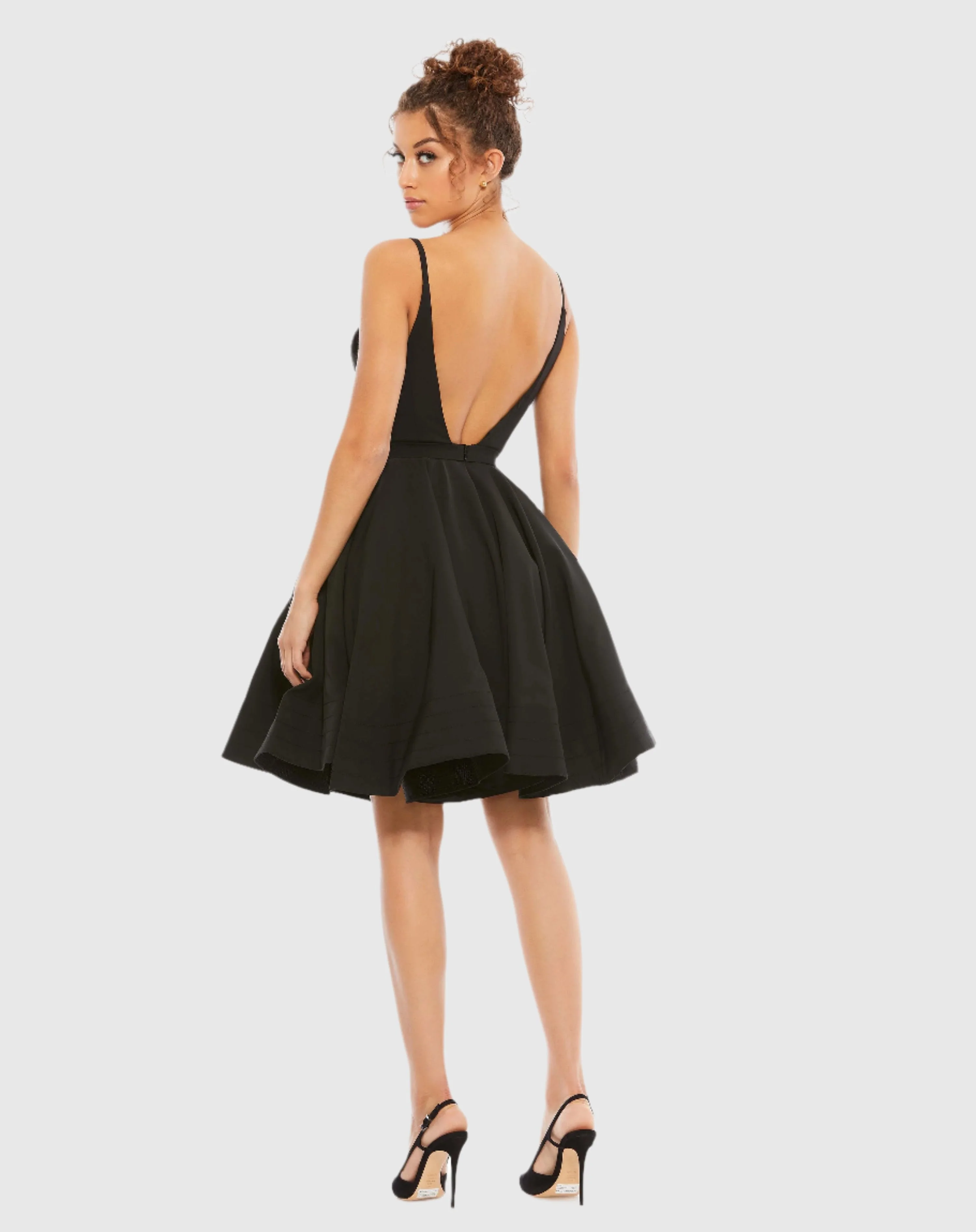 Black Low Back A-Line Party Dress - Image 4